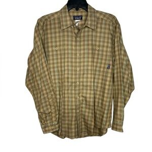 Men’s Patagonia Long Sleeve Tan Plaid Casual Button Down Size XS